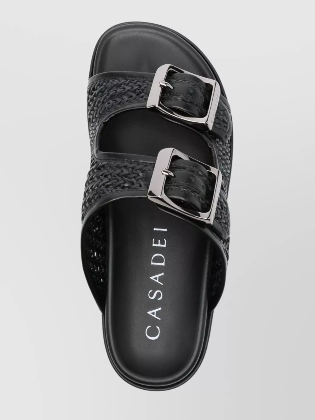 Casadei Perforated Rubber Sole Sandals With Round Toe In Black