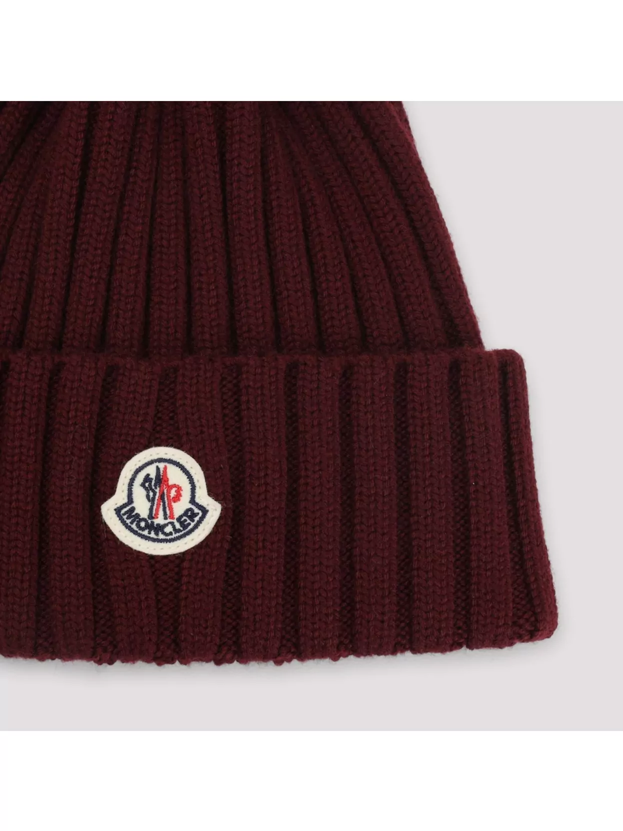 Moncler Maroon Pom Pom Beanie Hat In Burgundy