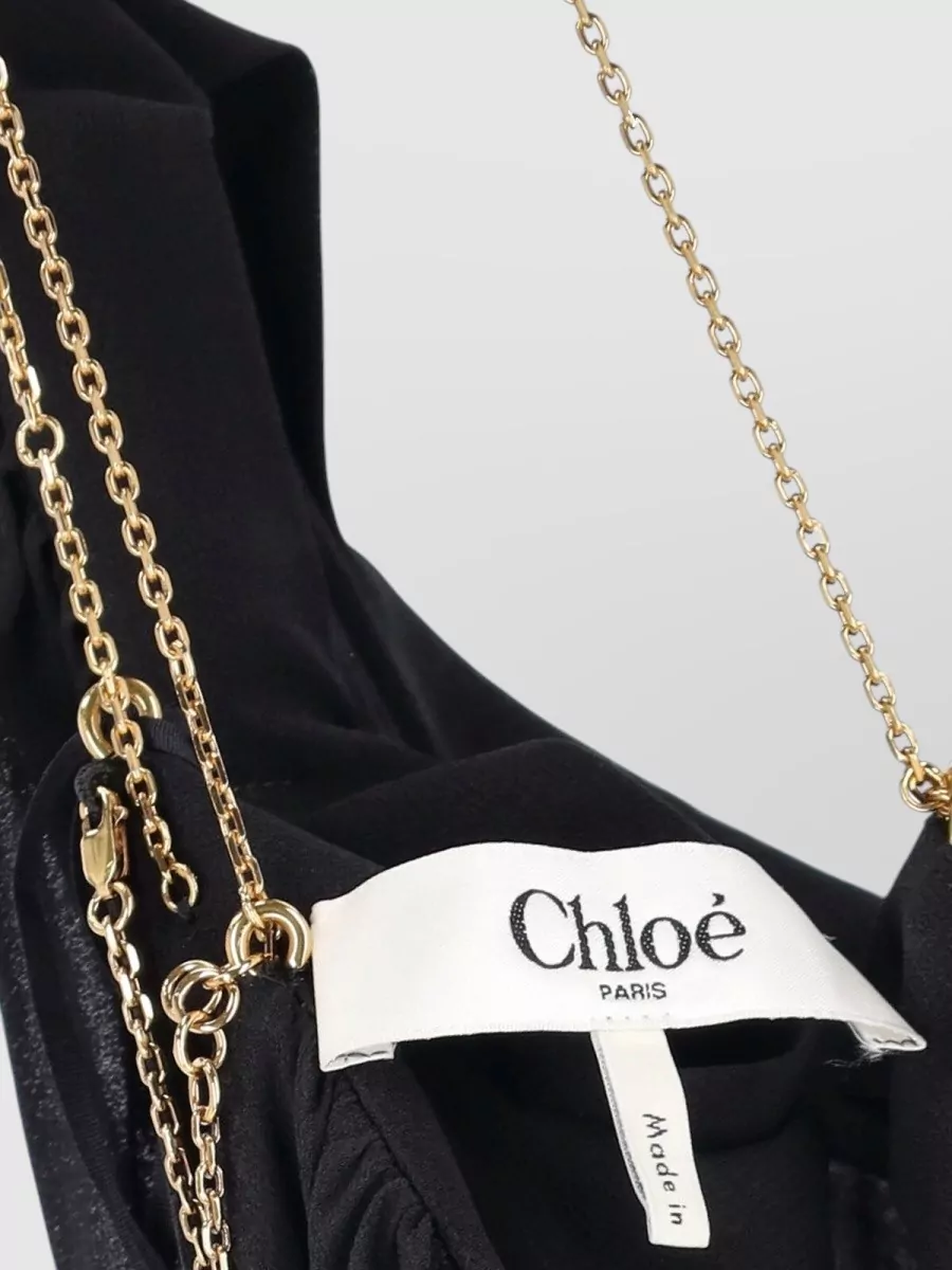 Chloé Knee Length Dress Gold Chain Straps