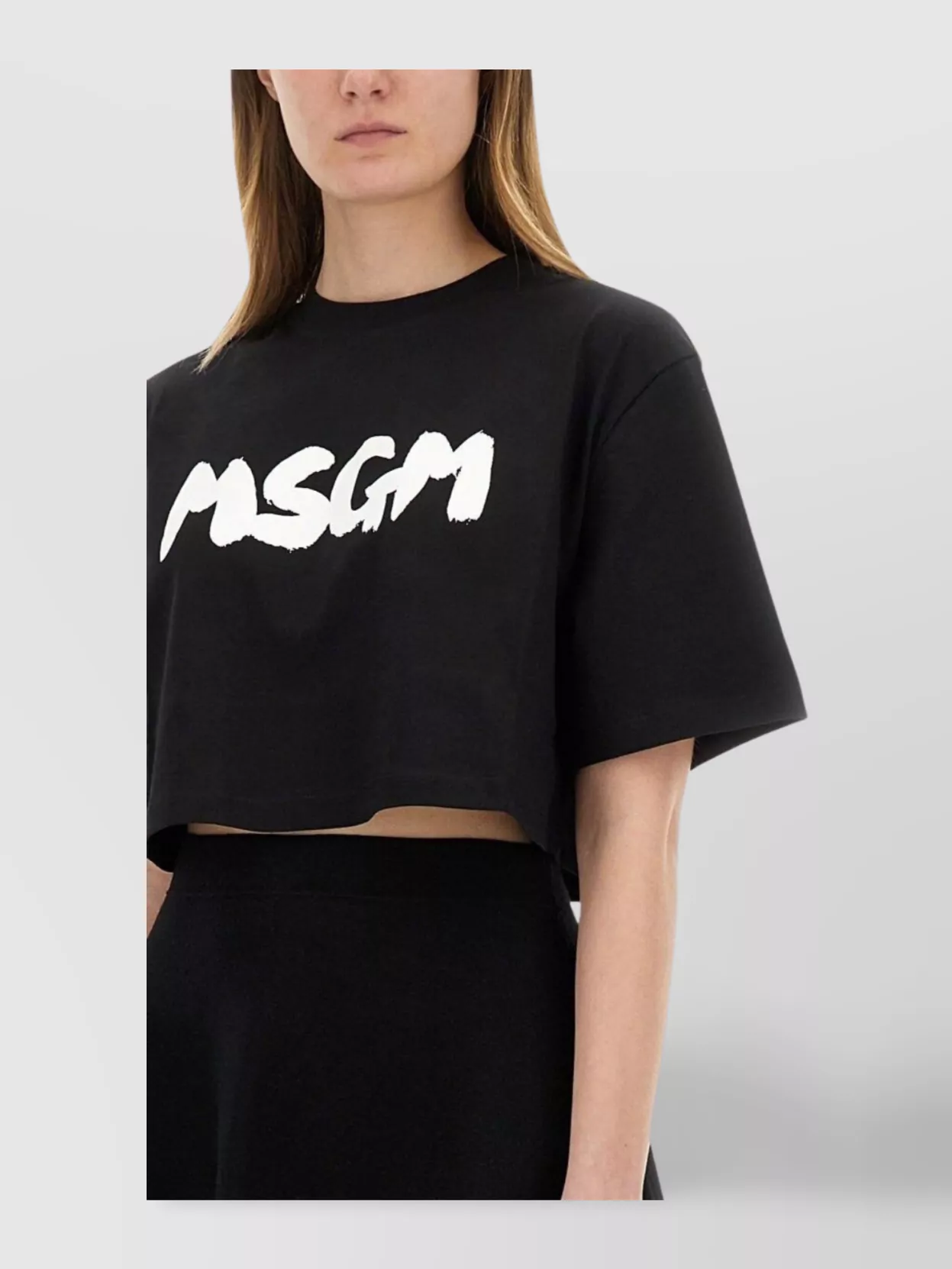 Msgm Short Sleeve Cropped Crew Neck Top