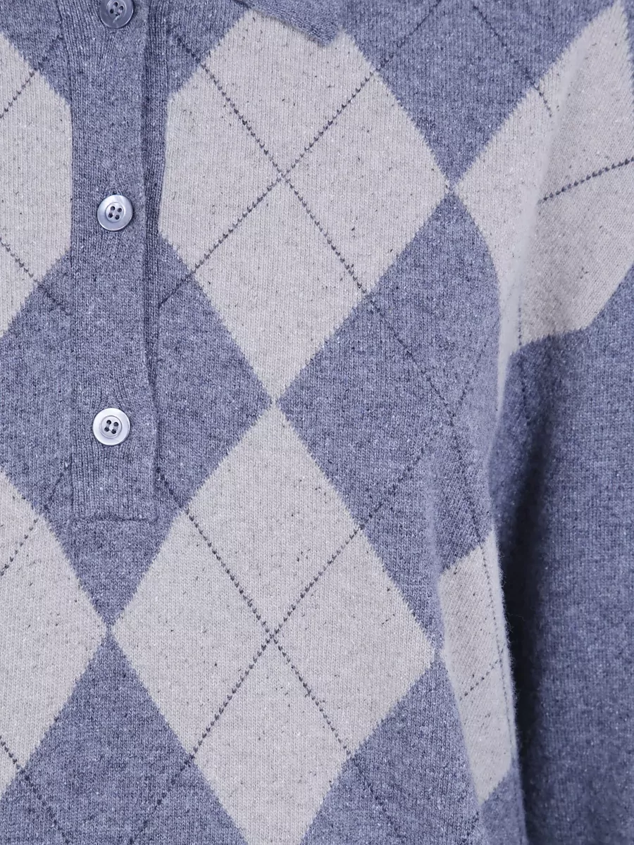 Róhe Cashmere Silk Argyle Polo Jumper