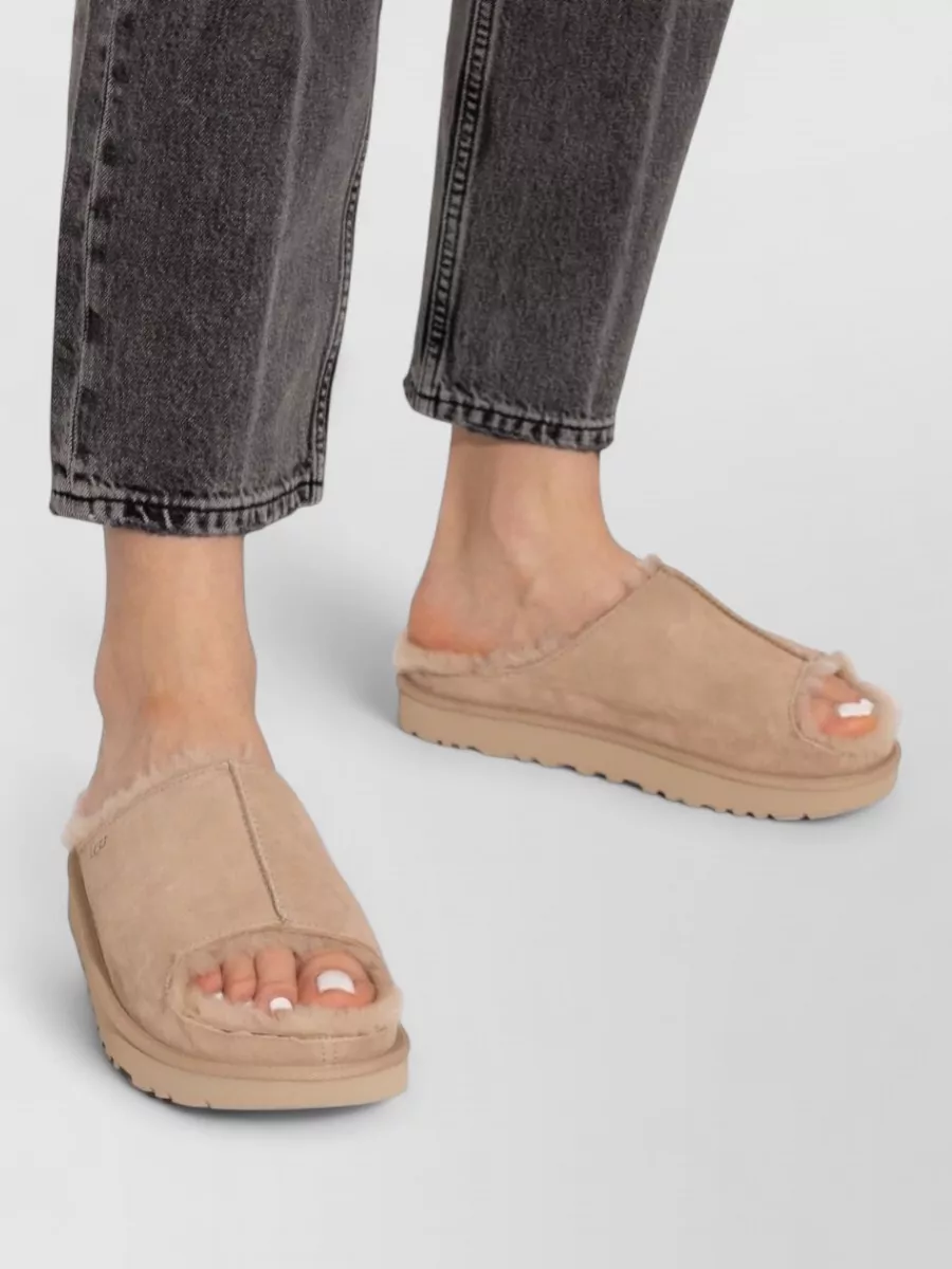 Ugg Shearling-Lined Suede Leather Slides