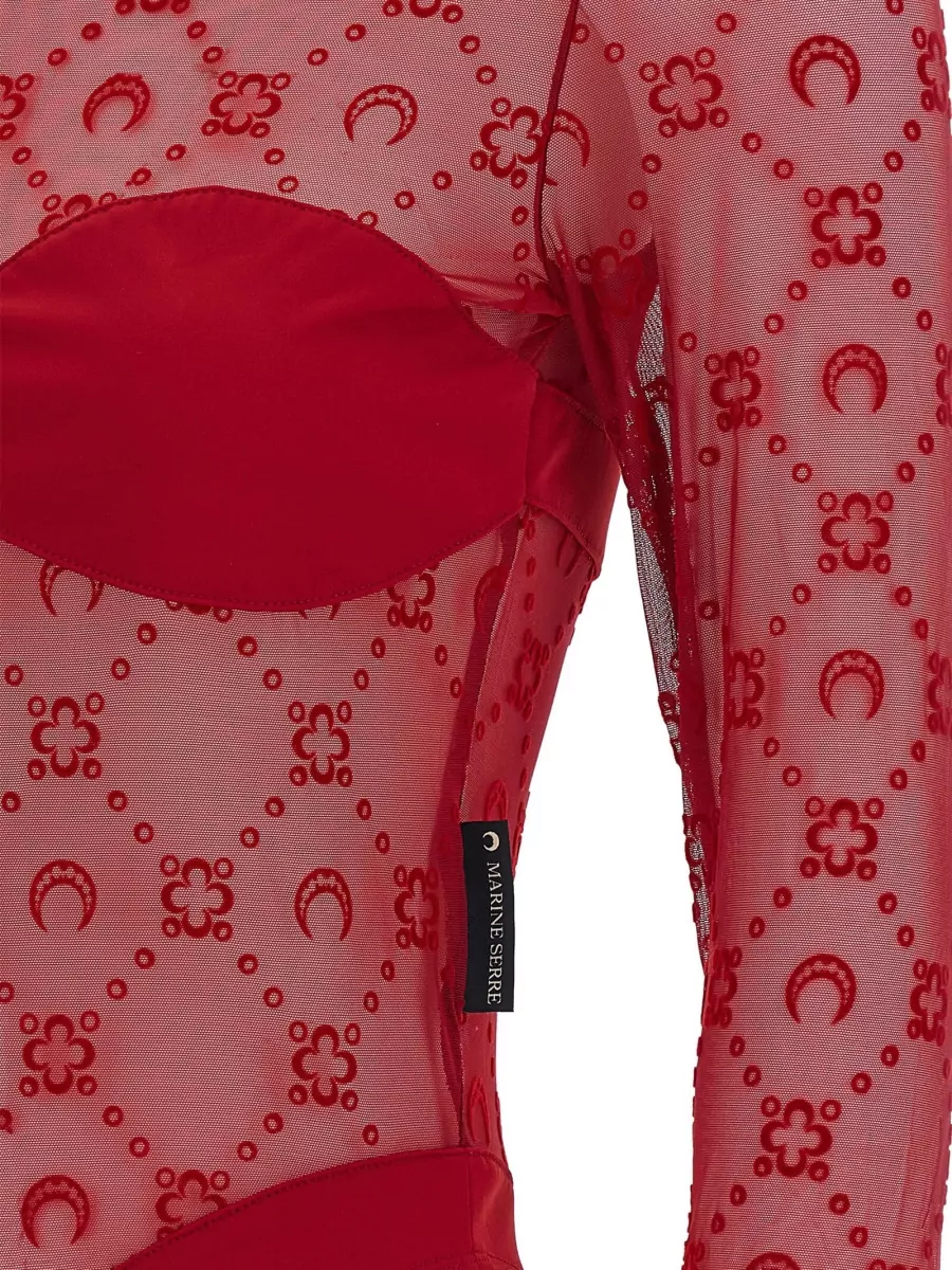 Marine Serre Logo-Print Long-Sleeve Bodysuit