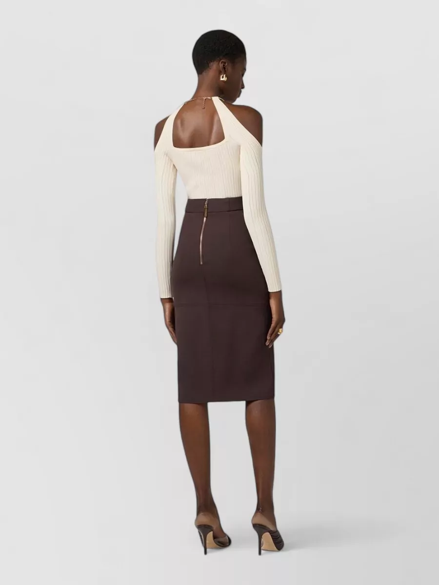 Elisabetta Franchi Viscose Off-The-Shoulder Ribbed Knit Top