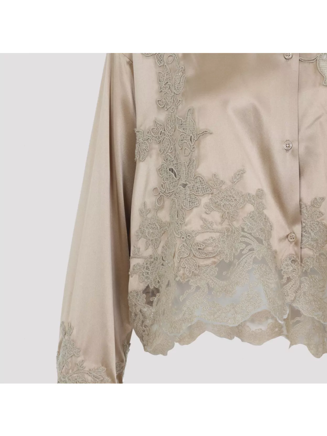 Ermanno Scervino Silk Shirt Embroidered Scalloped Hem