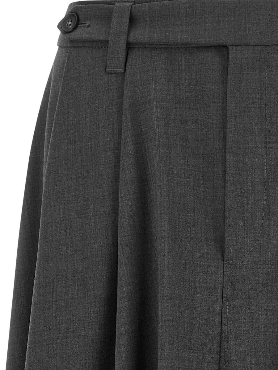 Brunello Cucinelli Wool Mélange Pleated Midi Skirt