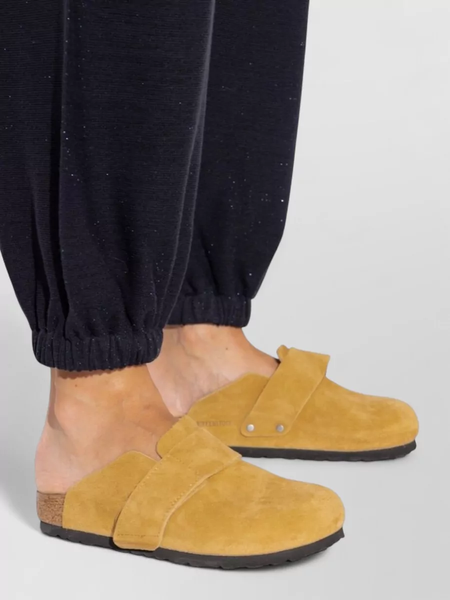 Birkenstock Suede Backless Slippers Round Toe Rubber Sole