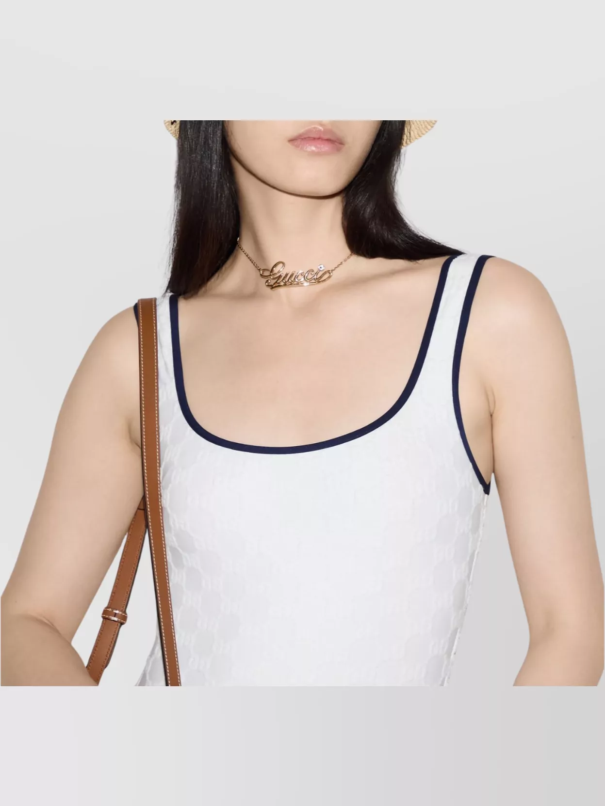 Gucci Terry Swimsuit High Leg Scoop Neck