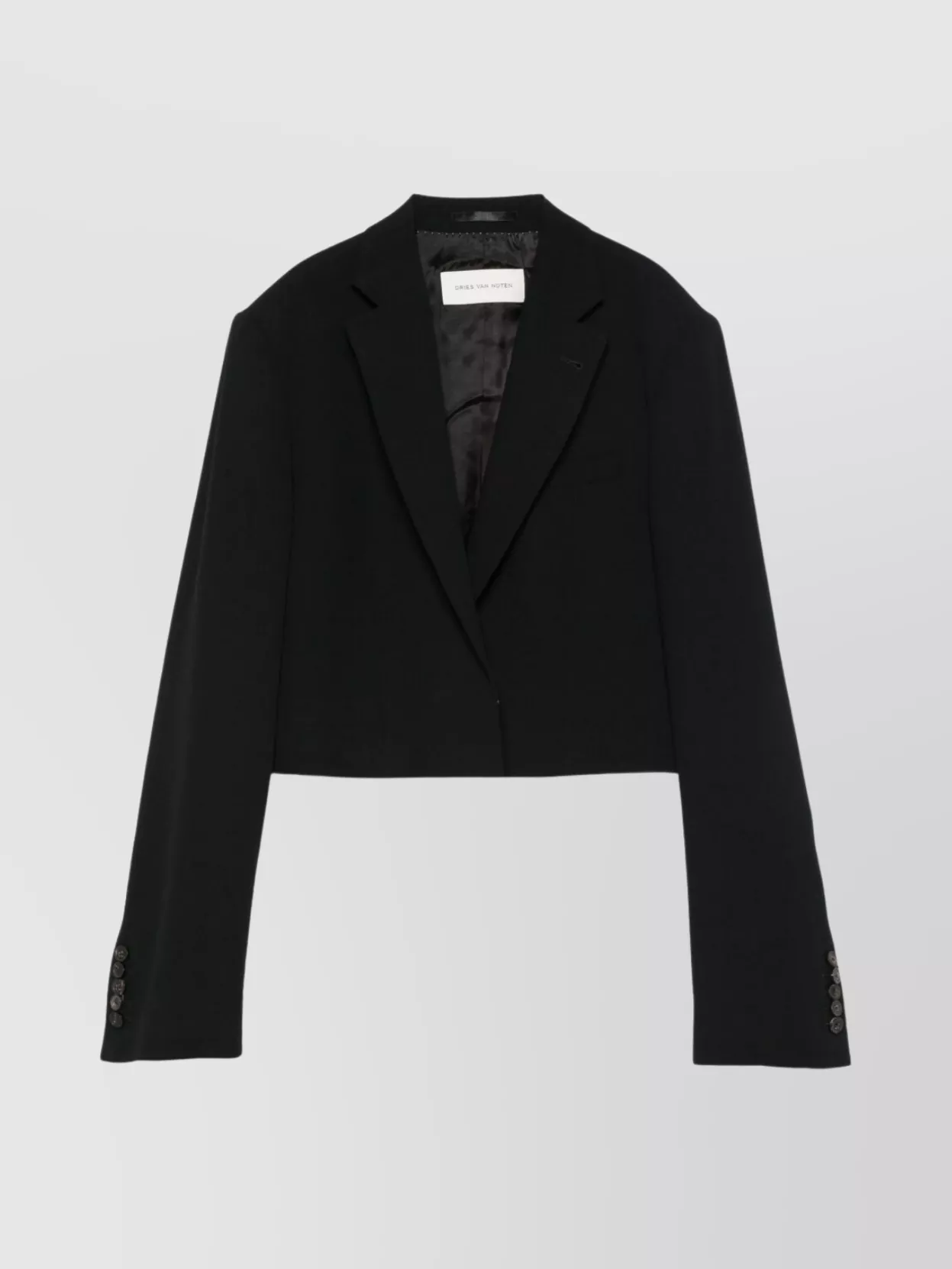 Dries Van Noten Modern Cropped Jacket Featuring Notched Lapels In Black