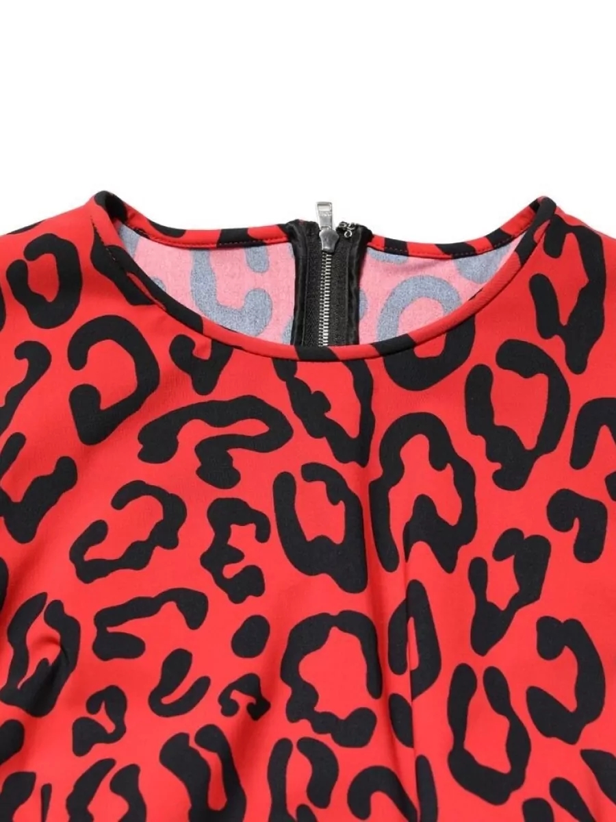 Dolce&Gabbana Leopard-print long-sleeve midi dress