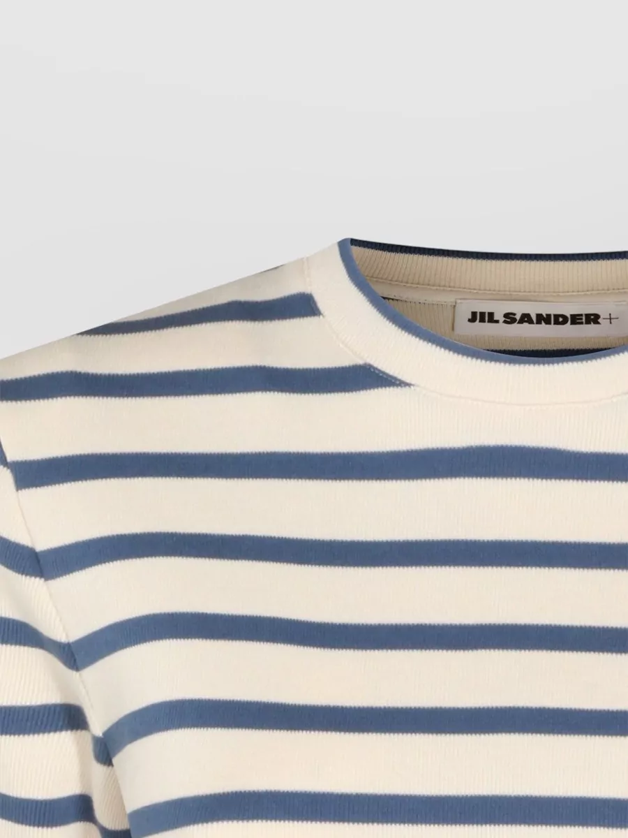 Jil Sander Crew Neck Striped Top Short Sleeves