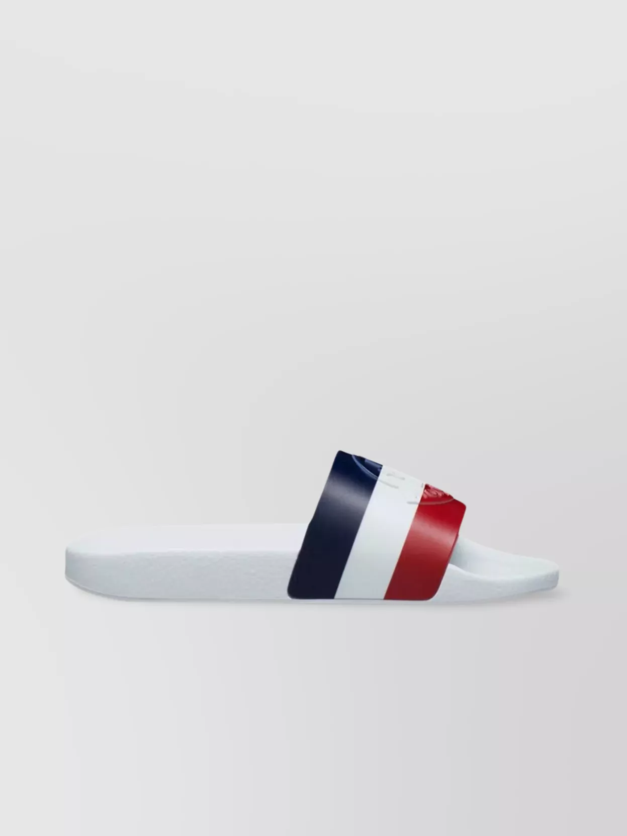 Shop Moncler Tri-color Open Toe Sliders With 2 Cm Sole