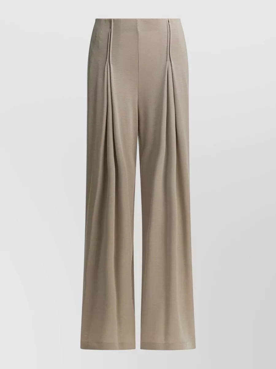 Max Mara Wide Leg Trousers Pleated Front Back Pockets In Brown
