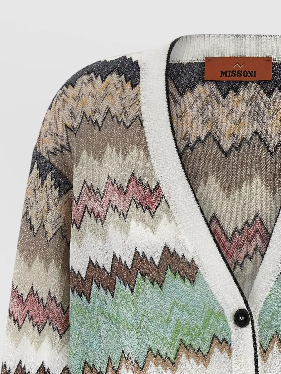 Missoni Snake Lamé Viscose Cardigan Chevron V Neckline