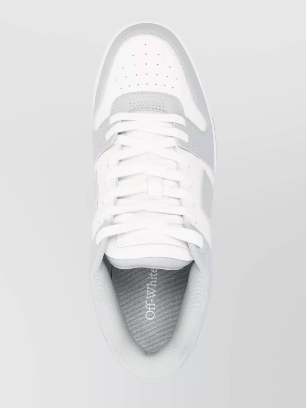 Off-White Low Top Sneakers With Perforated Toe And Rubber Sole
