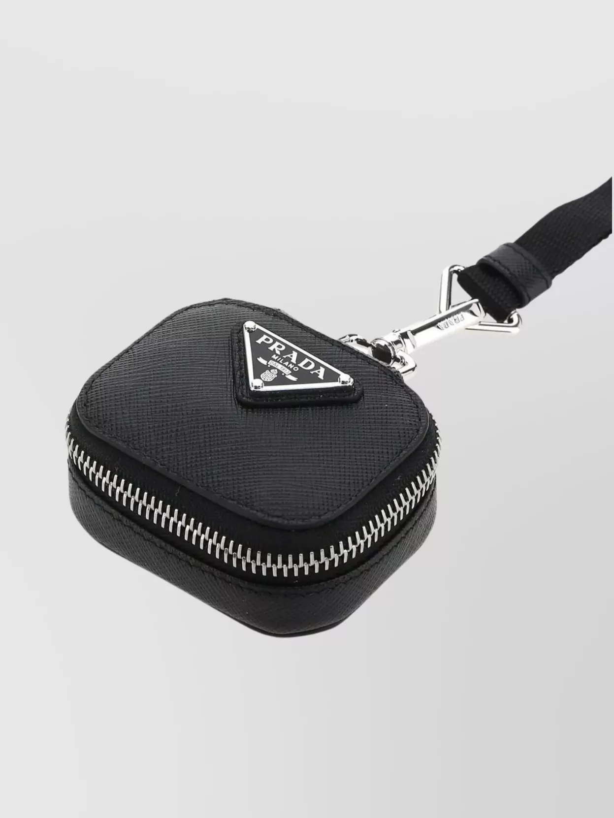 Prada Leather Air Pods Case With Chain-Link Shoulder Strap