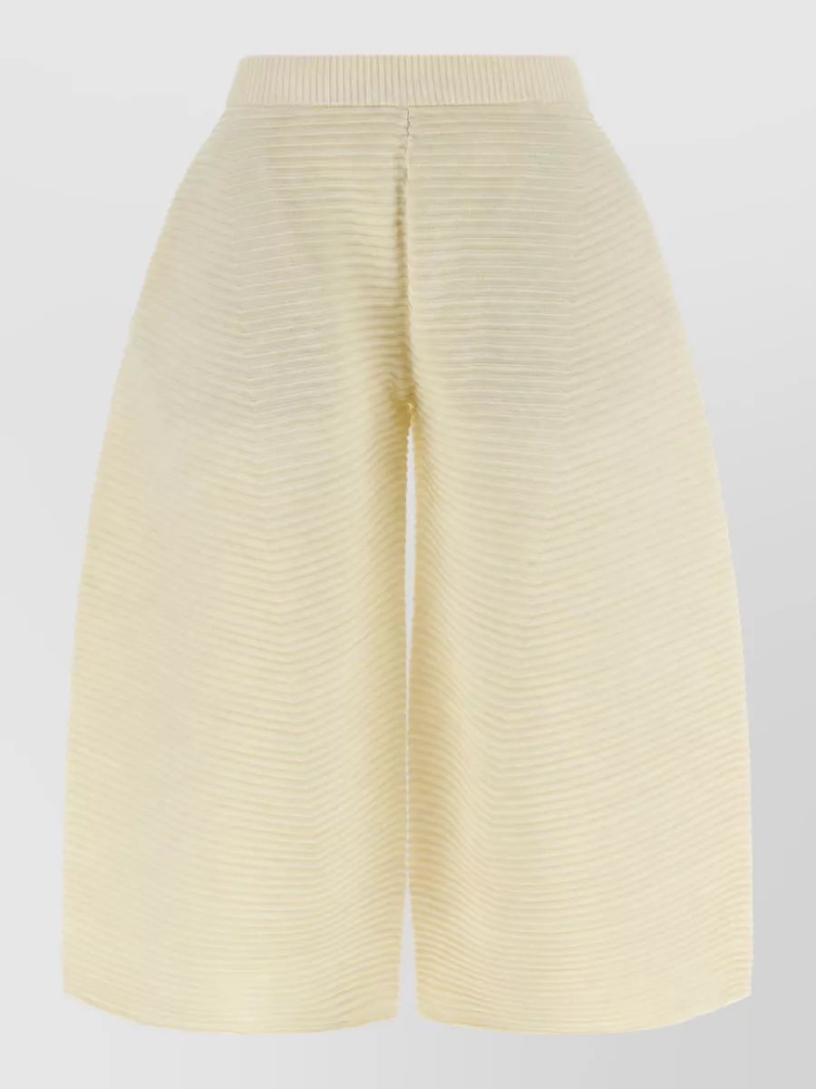 Issey Miyake ribbed cropped wide-leg knee-length shorts