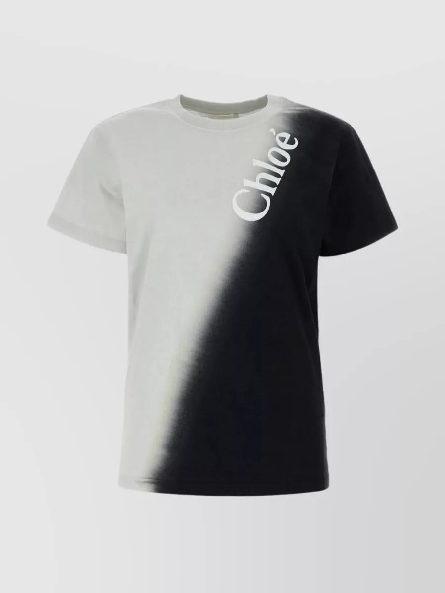 Shop Chloé Cotton Crew-neck Gradient T-shirt In Black