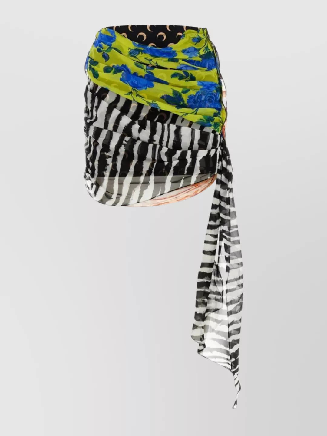 Shop Marine Serre Silk Skirt With Asymmetrical Hem And Layered Design