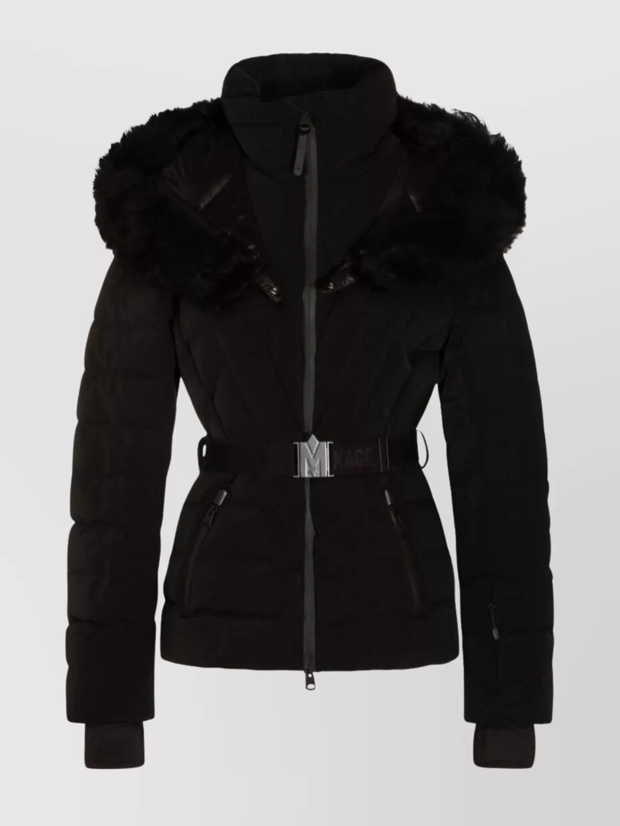 Mackage Quilted Down Jacket Belted Waist In Black