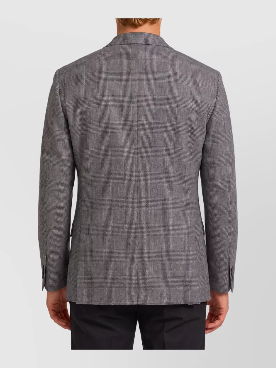 Lardini Virgin Wool Prince Of Wales Single-Breasted Tailored Jacket