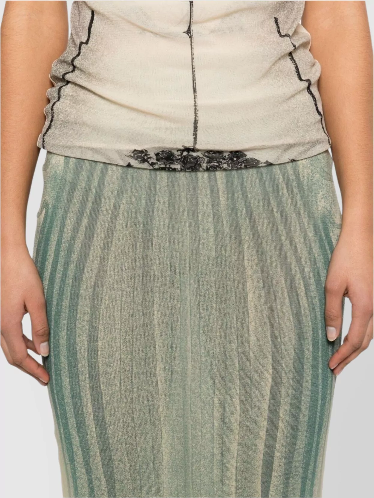 Jean Paul Gaultier Mesh Spiral Long Skirt