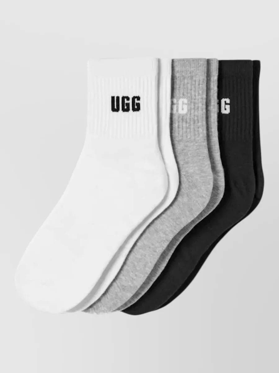 Ugg Womens Logo Ankle Socks Three Pack In Multi