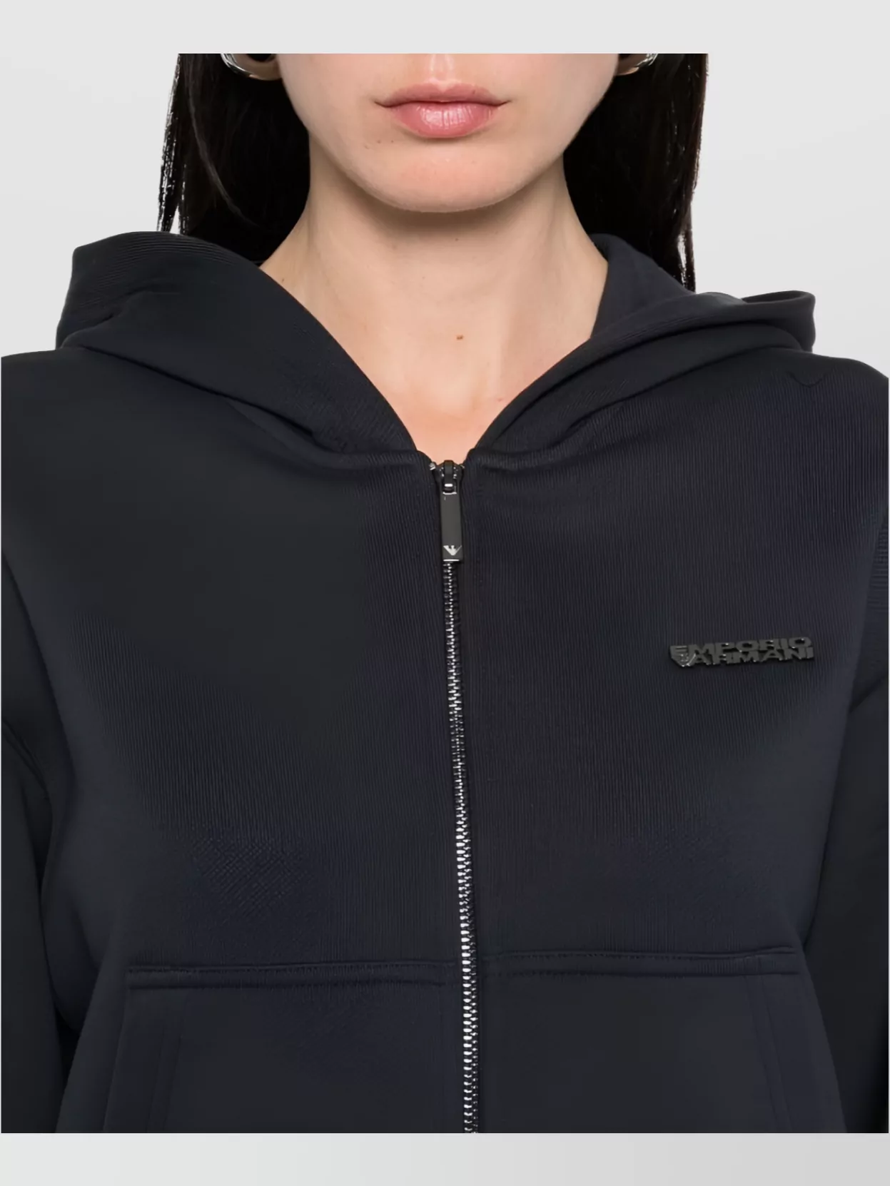 Emporio Armani Hooded Cropped Zip-Up Hoodie Design