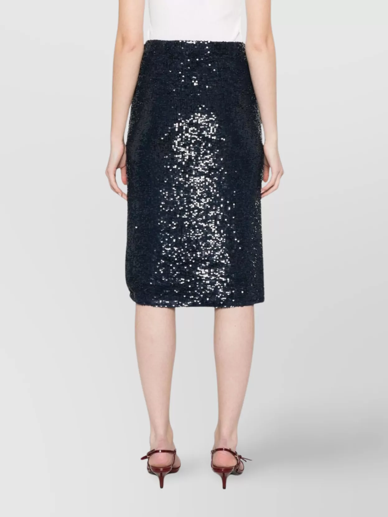 P.a.r.o.s.h High-waisted Knee-length Sequin Skirt In Blue