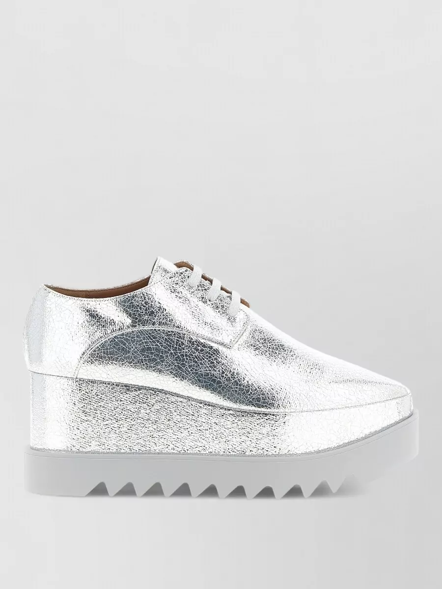 Stella Mccartney Elyse Lace Up Wedge Brogues Oxford Shoes In Silver