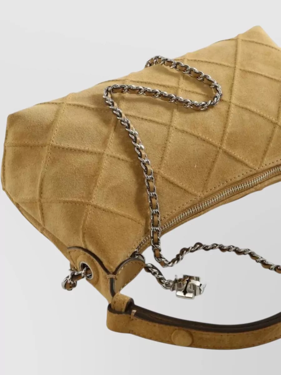 Tory Burch Fleming Suede Quilted Mini Shoulder Bag