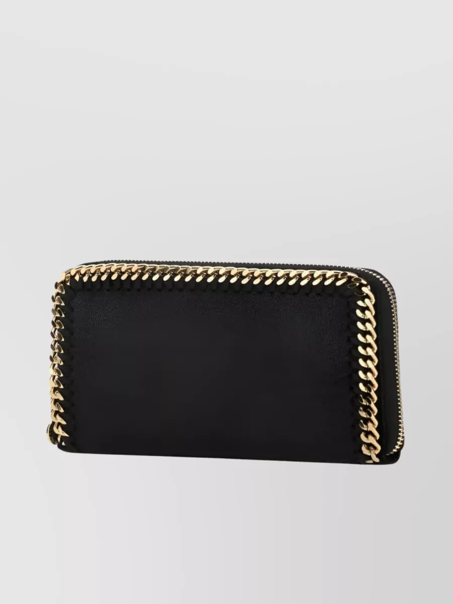 Shop Stella Mccartney Chain-link Calf Leather Wallet In Black