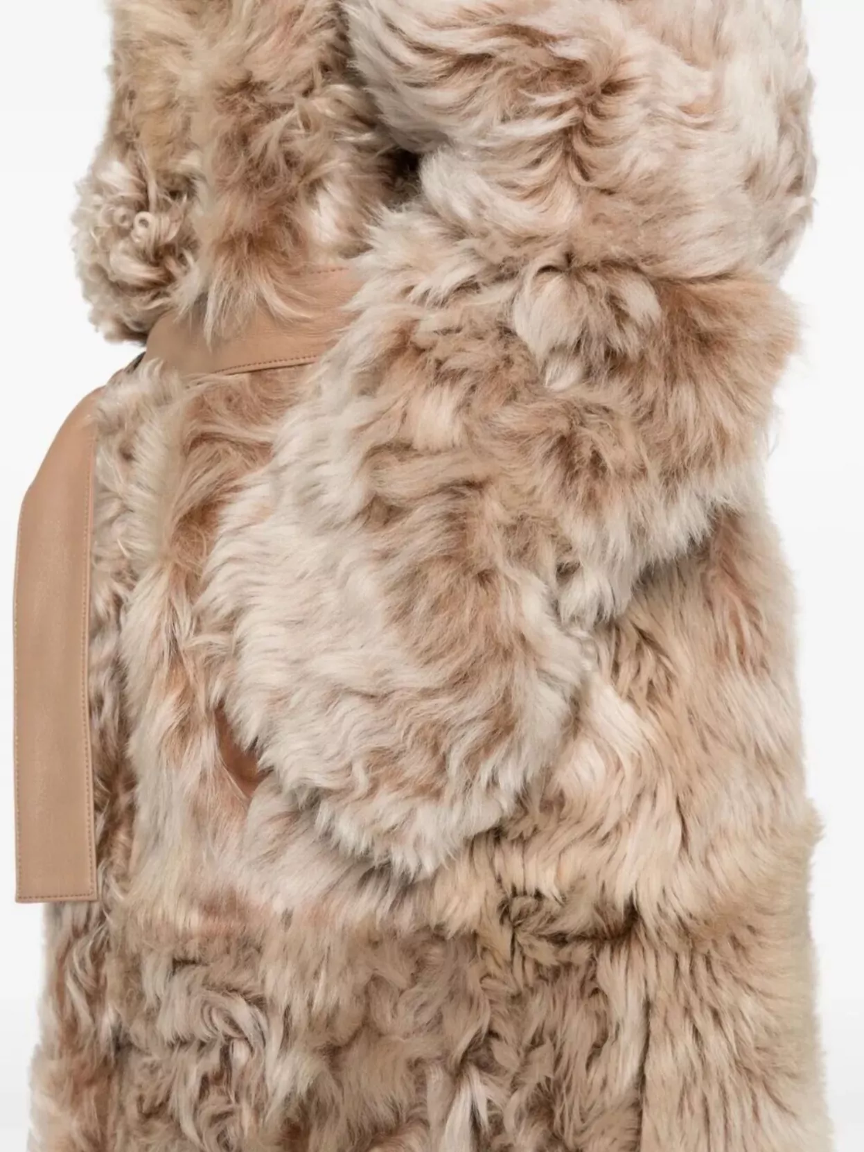 Yves Salomon Long Faux Fur Coat Belted