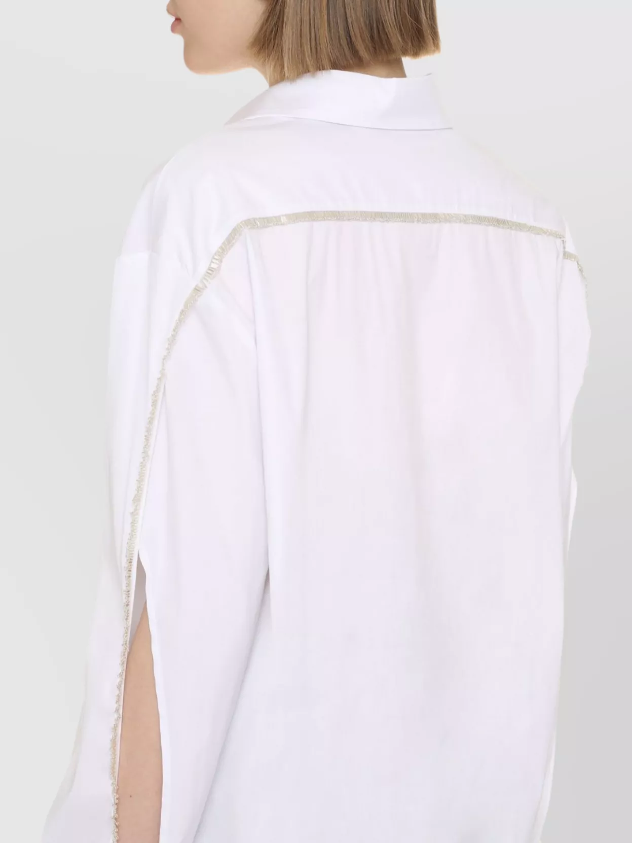 Shop Genny Embroidered Shirt With Slit Sleeves And Rhinestone Buttons