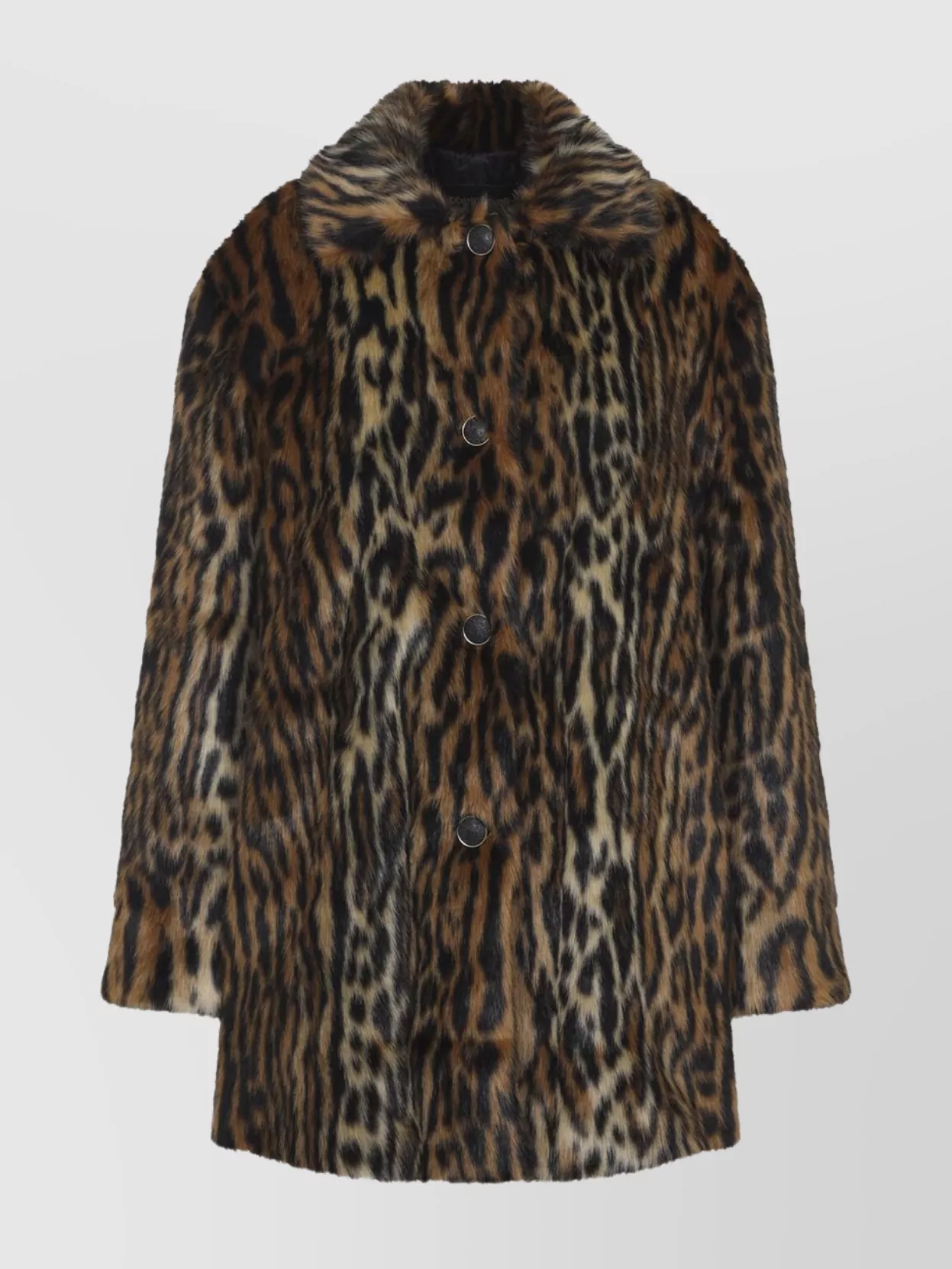 Roberto Cavalli Animal Print Faux Fur Long Sleeve Coat In Multi