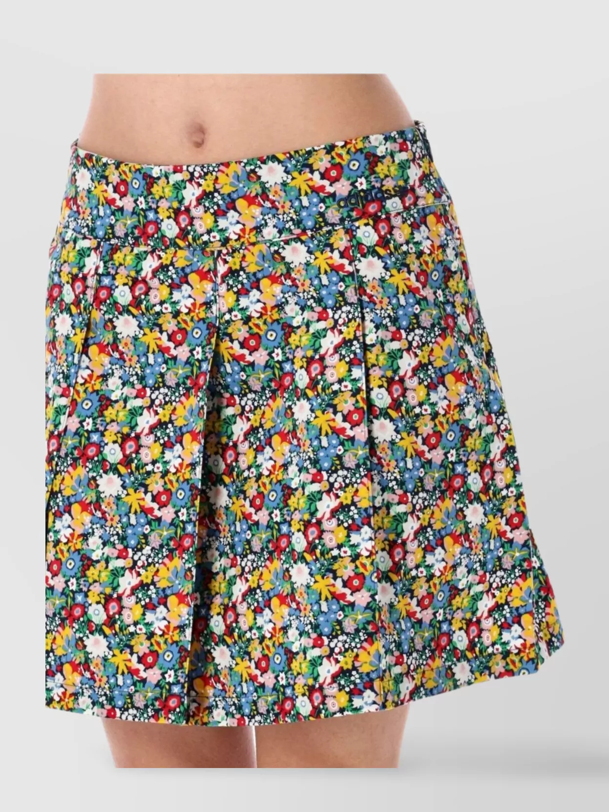 ADIDAS ORIGINALS HIGH WAIST FLORAL PLEATED MINI SKIRT