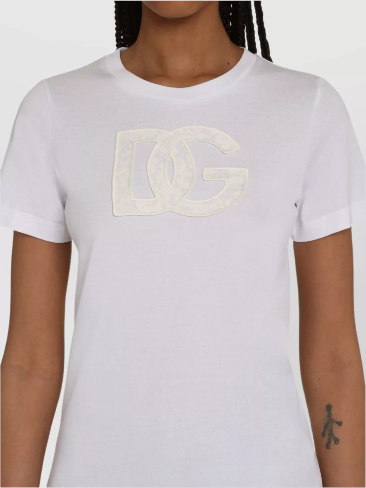 Dolce & Gabbana Ribbed Collar Crew-neck T-shirt In Cotton In White