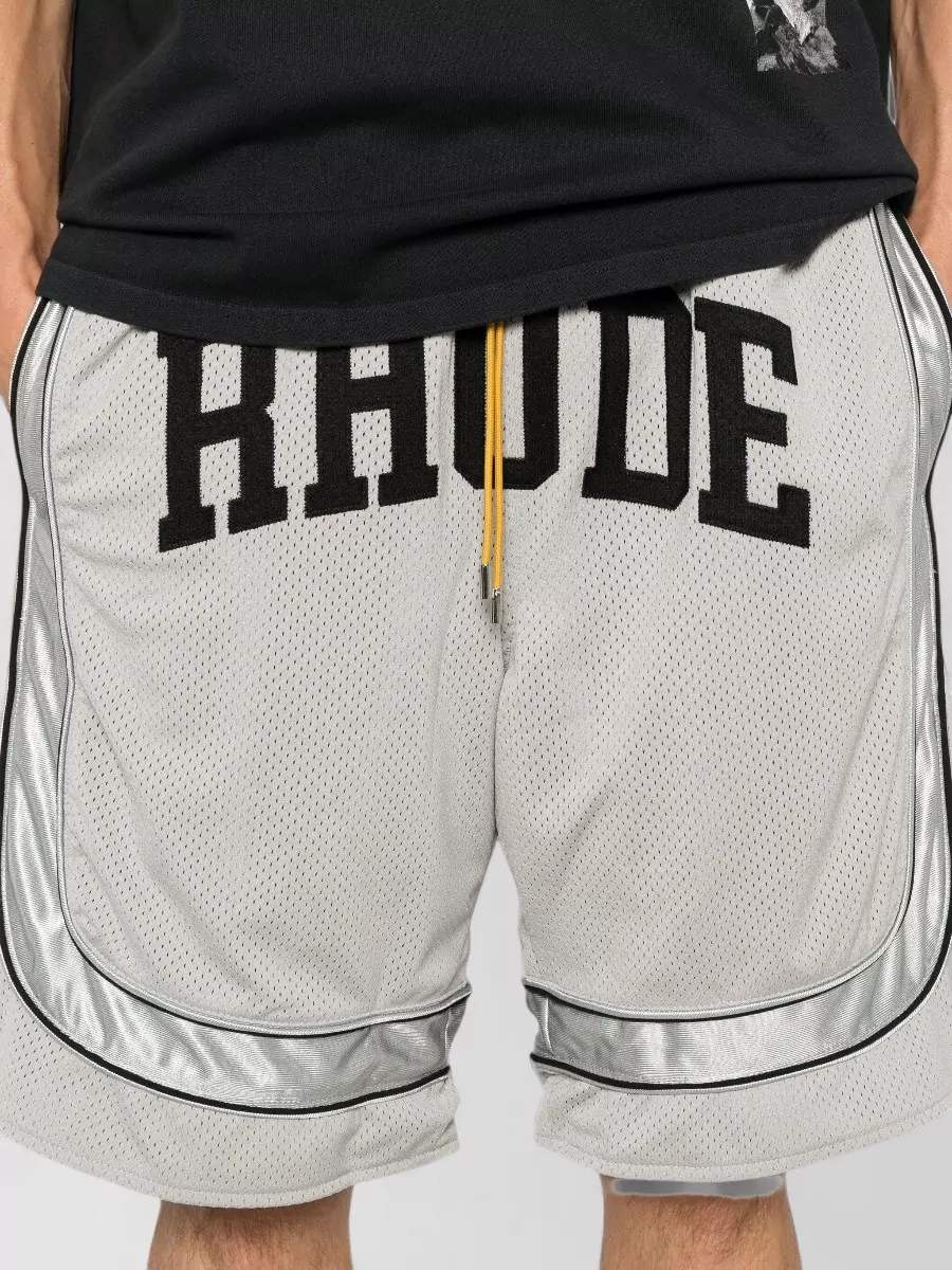 Rhude Mesh Logo-Print Drawstring Shorts