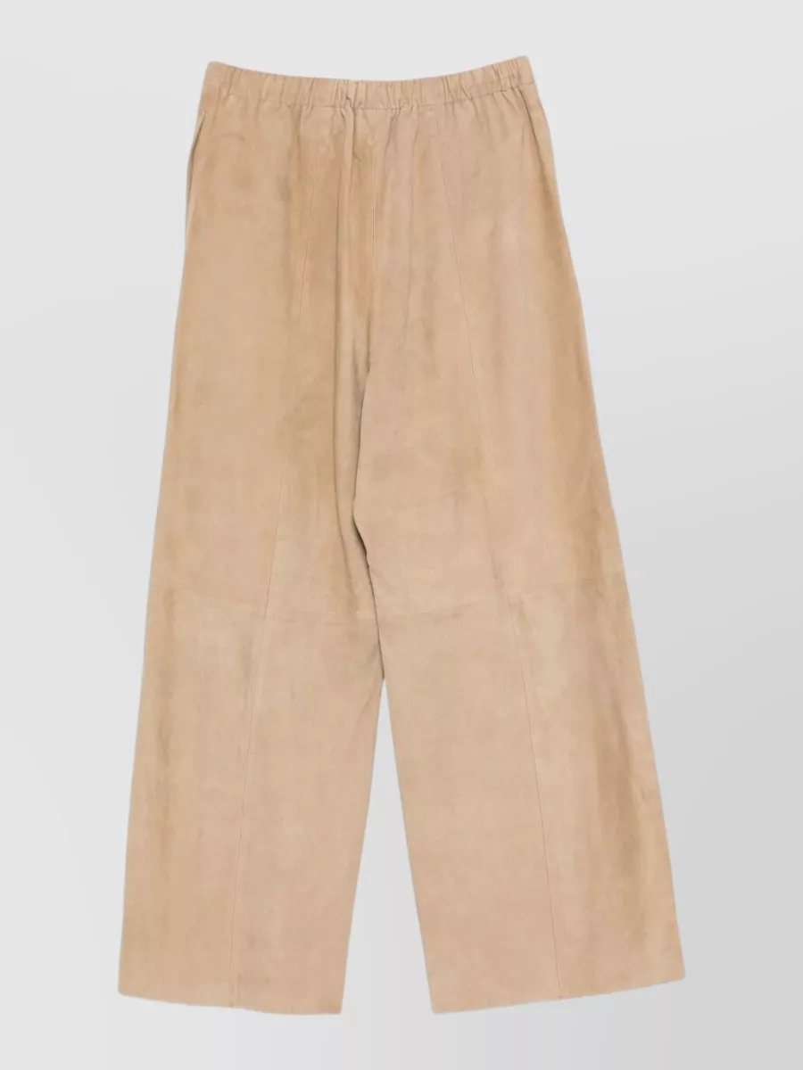 Alysi Suede Leather Wide-Leg Trousers