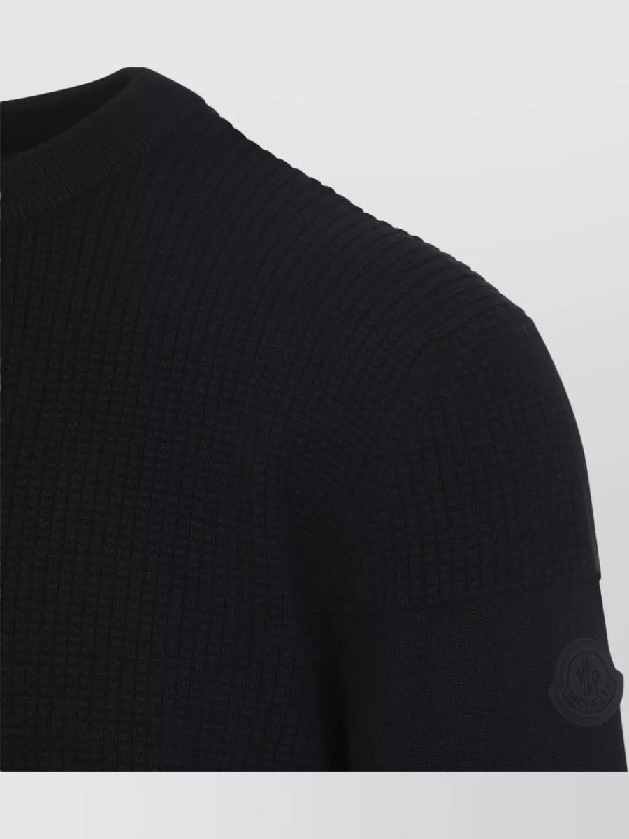 Moncler Long Sleeve Crew Neck Ribbed Knit