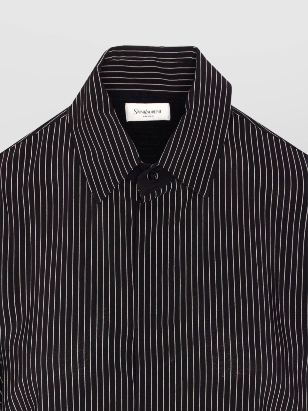 Saint Laurent Striped Long Sleeve Regular Collar Top