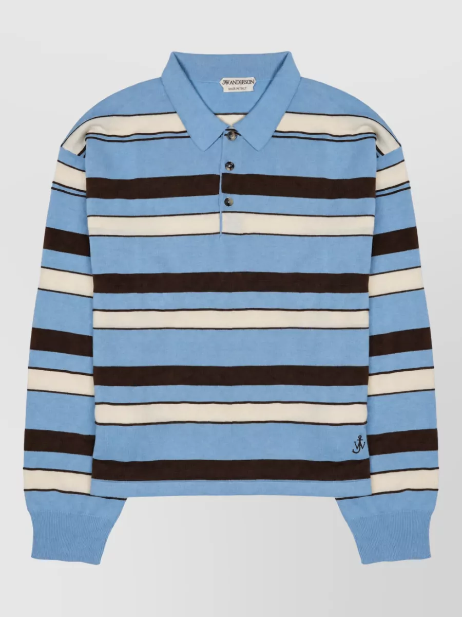 Jw Anderson Cotton Rugby Polo Striped Long Sleeves