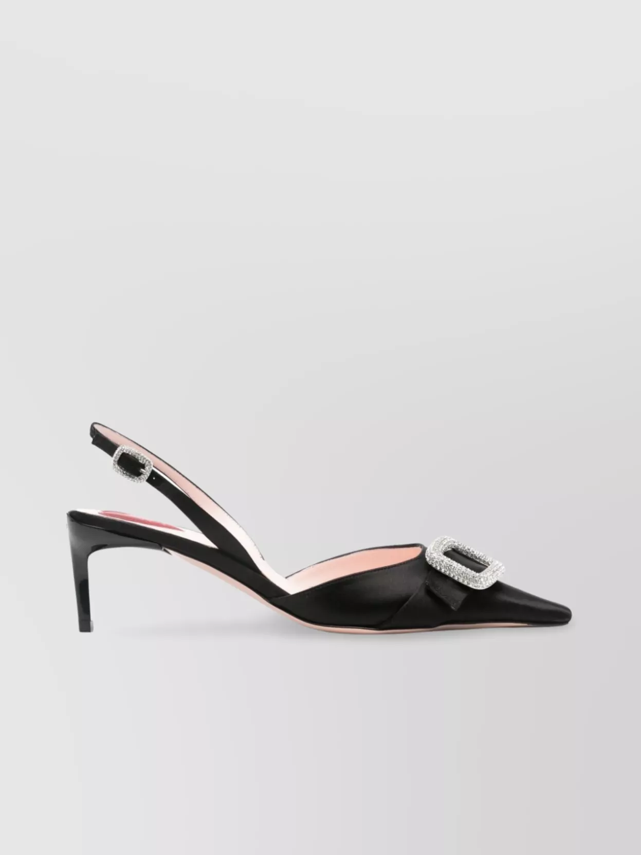 Roger Vivier Satin Slingback Pumps Crystal Embellishment