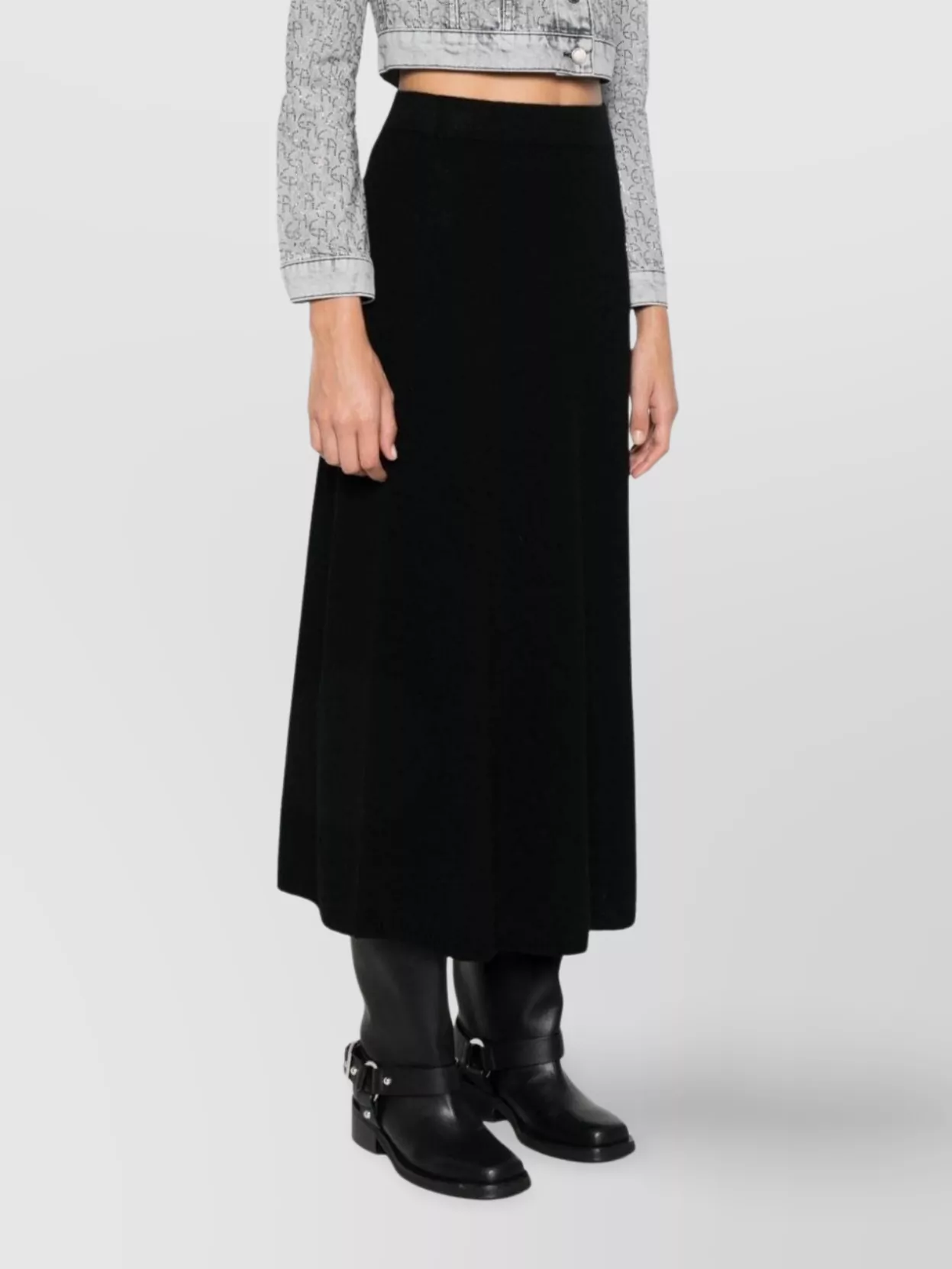 Emporio Armani Wool Blend A-Line Midi Skirt