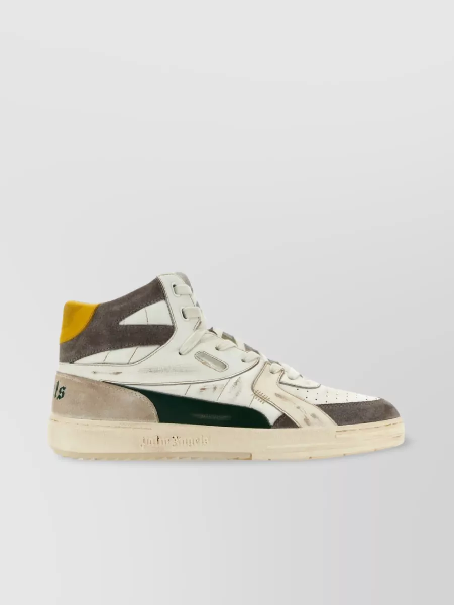 Shop Palm Angels Multicolor Leather University Sneakers In Beige