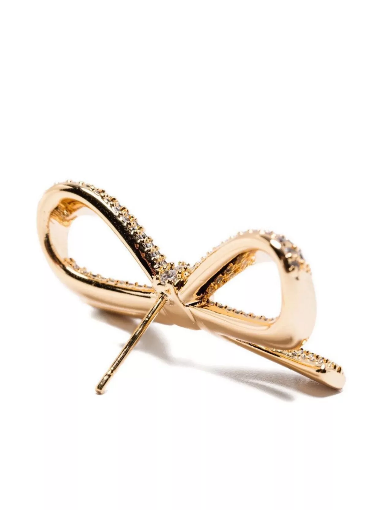 Self-Portrait Crystal Bow Design Earrings In Gold