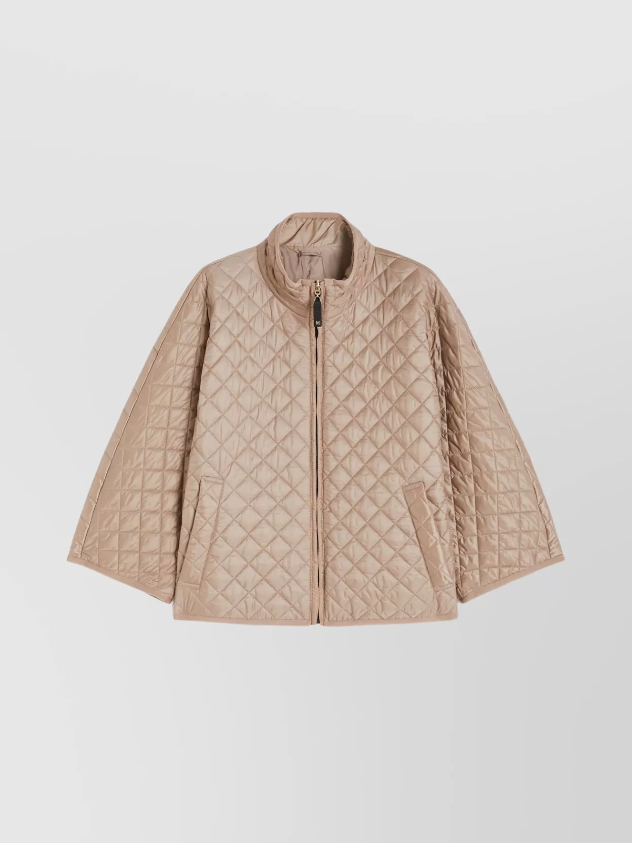 Max Mara Reversible Padded Cape High Collar In Neutral