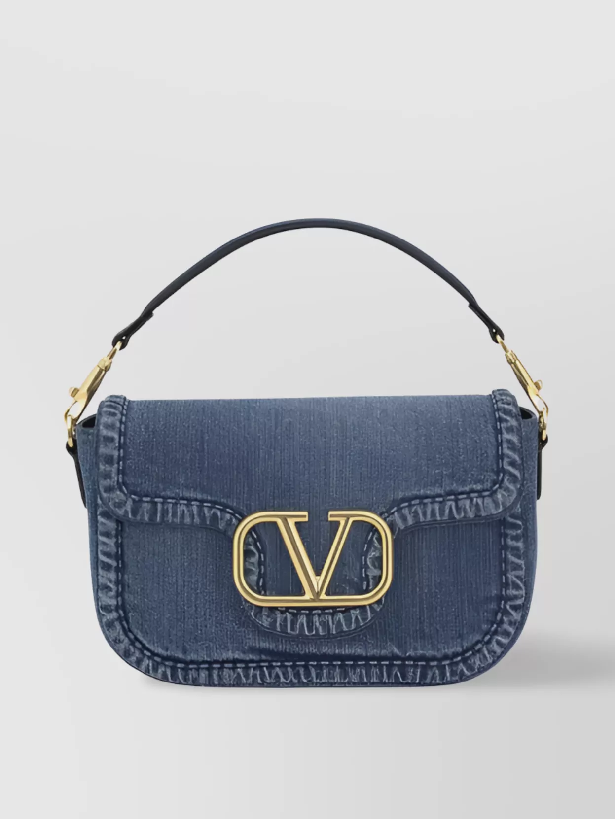 VALENTINO GARAVANI DENIM SHOULDER BAG REMOVABLE STRAP