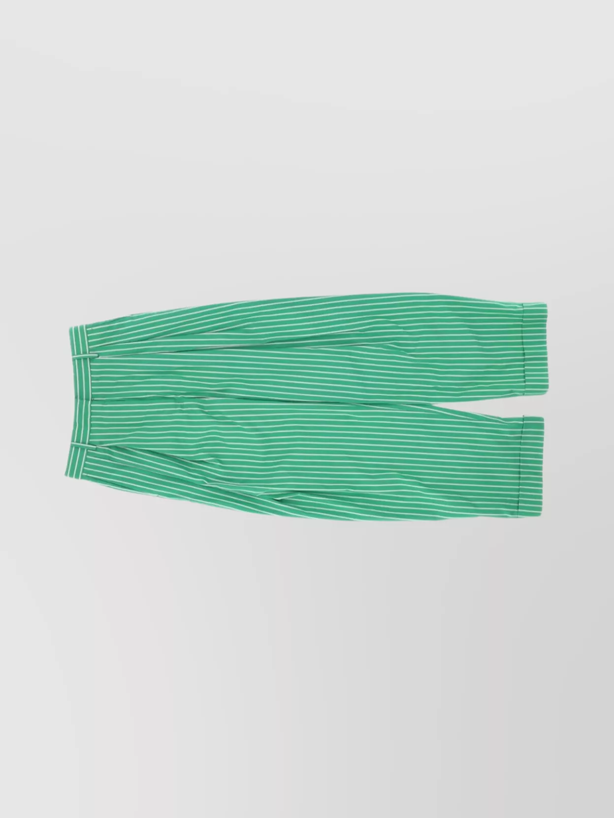Dries Van Noten Cuffed Striped Elastic Waistband Trousers In Green