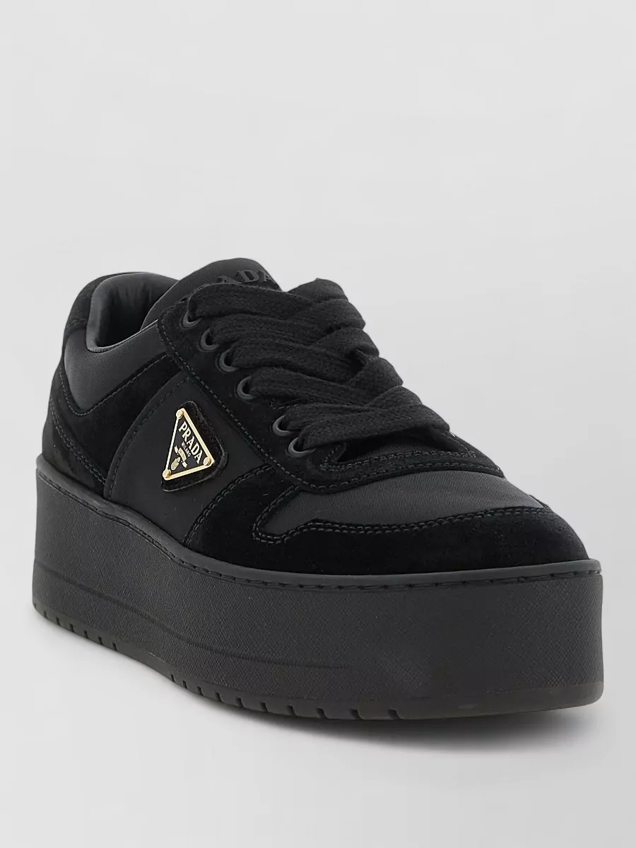 Prada leather platform lace-up sneakers